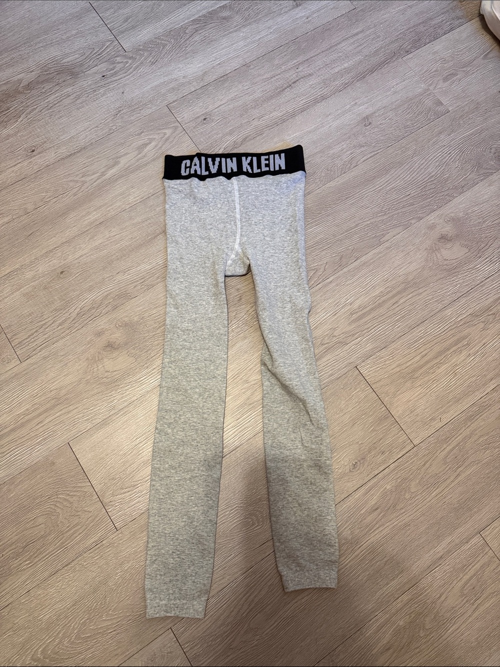 Calvin Klein Heather Gray Leggings with Black Logo Waistband